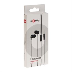 Наушники mObility mt-27, вакуумные, микрофон, 3.5 мм, 1 м, чёрные - фото 51373854