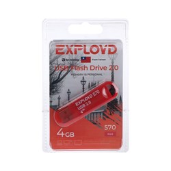 Флешка Exployd 570, 4 Гб, USB2.0, чт до 15 Мб/с, зап до 8 Мб/с, красная - фото 51373884