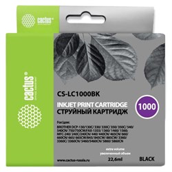 Картридж Cactus CS-LC1000BK, (130C/330С/MFC-240C/5460CN), для Brother, чёрный - фото 51375065