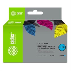 Картридж Cactus CS-3YL81AE 912XL, ограничение прошивки, HP OJ 8012/8014, 10,5 мл, цвет голубой - фото 51376227
