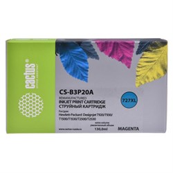 Картридж струйный Cactus CS-B3P20A №727, для HP DJ T920/T1500/T2530, 130 мл, цвет пурпурный - фото 51376234
