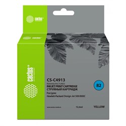 Картридж Cactus CS-C4913 №82, для HP DJ 500/800C, 72 мл, цвет жёлтый - фото 51376263