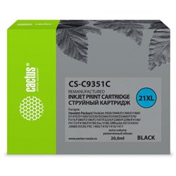 Картридж Cactus CS-C9351C №21XL, для HP DJ 3920/3940/D1360/D1460/D1470/D1560, 20 мл, цвет чёрный - фото 51376283