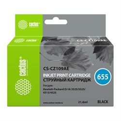 Картридж струйный Cactus CS-CZ109AE №655, для HP DJ IA 3525/5525/4525, 21,6 мл, цвет чёрный - фото 51376353