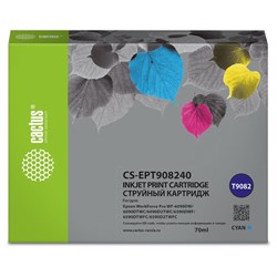 Картридж Cactus CS-EPT908240 T9082, для Epson WF-6090DW/WF-6590DWF Pro, 70 мл, цвет голубой - фото 51376415