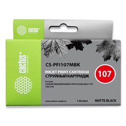 Картридж Cactus CS-PFI107MBK матовый, для Canon iPF670/iPF680/iPF685/iPF770, 130 мл, цвет чёрный - фото 51376476
