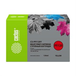 Картридж Cactus CS-PFI120Y, для Canon TM-200/TM-205/TM-300/TM-305, 130 мл, цвет жёлтый - фото 51376482
