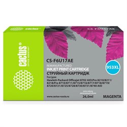 Картридж Cactus CS-F6U17AE 953XL, для HP OJ Pro 7740/8210/8218/8710/8715, 26мл, пурпурный - фото 51377251