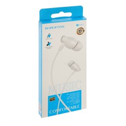 Наушники Borofone BM61 Wanderer, вакуумные, микрофон, Jack 3.5 мм, кабель 1 м, белые - фото 51377257