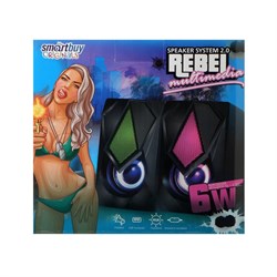 Компьютерные колонки 2.0 SmartBuy REBEL, 6 Вт, USB, подсветка, черные - фото 51377317