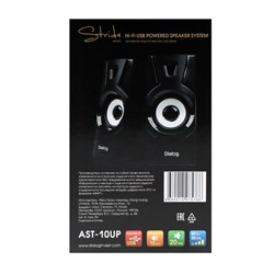 Компьютерные колонки Dialog Stride AST-10UP, 2.0, 2х5 Вт, Jack 3.5 мм, USB, LED подсветка, чёрные - фото 51377808