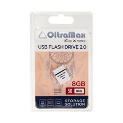 Флешка OltraMax 50, 8 Гб, USB2.0, чт до 15 Мб/с, зап до 8 Мб/с, белая - фото 51378145