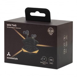 Наушники Accesstyle Wild TWS, игровые, вакуумные, 50/400мАч, отклик 60мс,подсветка,оранжевые - фото 51380448