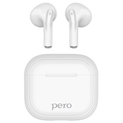 Наушники PERO TWS02, вкладыши, микрофон, сенсорное управление, 30/230 мАч, белые - фото 51380701