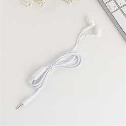 Наушники проводные вакуумные, белые, с микрофоном, 1.2 м - фото 51380888