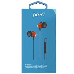 Наушники PERO EP01, вакуумные, микрофон, 118 дБ, 3.5 mm, 1.2 м, магнитное крепление, красные - фото 51380964