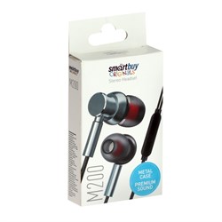 Наушники SmartBuy M200, вакуумные, микрофон, 103 дБ, 16 Ом, 3.5 мм, 1.1 м, серые - фото 51381418