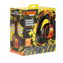 Наушники CANYON Corax GH-5A, игровые, микрофон, 2x3.5 мм + USB, 2м, чёрно-оранжевые - фото 51381448