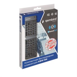 Клавиатура Gembird KBW-6N, беспроводная, складная, 66 клавиш, Bluetooth, черная - фото 51381519
