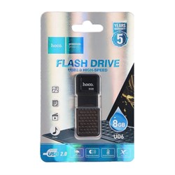 Флешка Hoco UD6 Intelligent, 8 ГБ, USB 2.0, чтение до 30 Мб/с, запись до 10 Мб/с, чёрная - фото 51382945