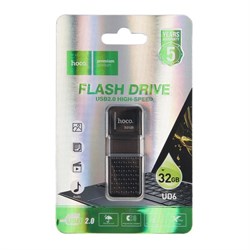 Флешка Hoco UD6 Intelligent, 32 ГБ, USB 2.0, чтение до 30 Мб/с, запись до 10 Мб/с, чёрная - фото 51382949