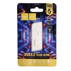 Флешка Hoco UD11 Wisdom, 16 Гб, USB3.0, чт до 100 Мб/с, зап до 30 Мб/с, белая - фото 51382958