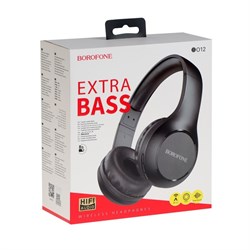 Наушники Borofone BO12 Power, беспроводные, накладные, BT5.0, AUX, 300 мАч, чёрные - фото 51382997