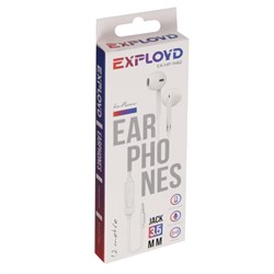 Наушники Exployd EX-HP-1462, вкладыши, микрофон, проводные, 1.2 м, Jack 3.5 мм, 108 дБ, белые - фото 51383295