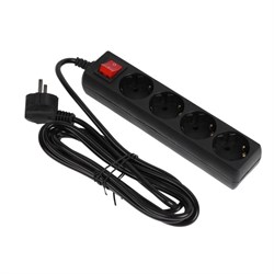 Сетевой фильтр 5bites SP4B-230 4S, 4 розетки, 3 м, 10 А, 3х0.75 мм2, с з/к, с выкл., черный - фото 51384341