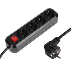 Сетевой фильтр 5bites SP4B-318 4S, 4 розетки, 1.8 м, 16 А, 3х1.5 мм2, с з/к, с выкл., черный - фото 51384352