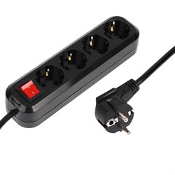 Сетевой фильтр 5bites SP4B-330 4S, 4 розетки, 3 м, 16 А, 3х1.5 мм2, с выкл., черный - фото 51384400