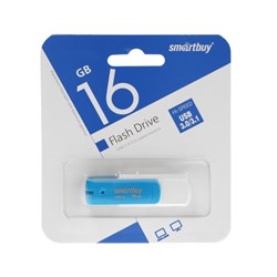 Флешка Smartbuy Diamond, 16 Гб, USB 3.0, чт до 130 Мб/с, зап до 10 Мб/с, сине-белая - фото 51384551