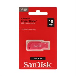 Флешка SanDisk Cruzer Blade, 16 Гб, USB 2.0, чт до 16 Мб/с, зап до 4  Мб/с, розовая - фото 51384626