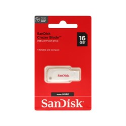 Флешка SanDisk Cruzer Blade, 16 Гб, USB 2.0, чт до 16 Мб/с, зап до 4  Мб/с, белая - фото 51384628