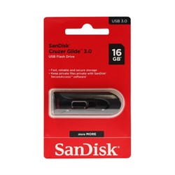 Флешка SanDisk Cruzer Glide, 16 Гб, USB 3.0, чт до 100 Мб/с, зап до 20  Мб/с, черная - фото 51384630