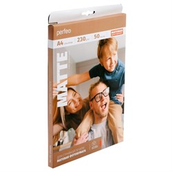Фотобумага для струйной печати А4, 50 листов Perfeo, 230 г/м2, односторонняя, матовая - фото 51384945