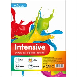Бумага цветная А3, 100 листов, Calligrata, интенсив, 80 г/м², 5 цветов, МИКС - фото 51385404