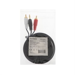 Кабель-переходник аудио ExeGate EX-CCA-458-2.0, Jack 3.5 мм(m)-2xRCA(m), 2 м, черный - фото 51386549