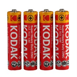Батарейка солевая Kodak Extra Heavy Duty, AAA, R03-4S, 1.5 В, спайка, 4 шт. - фото 51386927