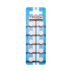 Батарейка алкалиновая "Трофи" Alkaline Cell, G12 (386, LR1142, LR43)-10BL,1.5В,блистер,10 шт. - фото 51387011