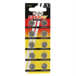 Батарейка алкалиновая "Трофи" Alkaline Cell, G12 (386, LR1142, LR43)-10BL,1.5В,блистер,10 шт. - фото 51387013