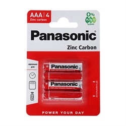 Батарейка солевая Panasonic Zinc Carbon, AAA, R03-4BL, 1.5В, блистер, 4 шт. - фото 51387112
