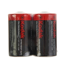 Батарейка солевая Kodak Super Extra Heavy Duty, D, R20-2S, 1.5 В, спайка, 2 шт. - фото 51387325