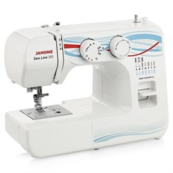 Швейная машина Janome Sew Line 300, 40 Вт, 15 операций, полуавтомат, бело-голубая - фото 51387365