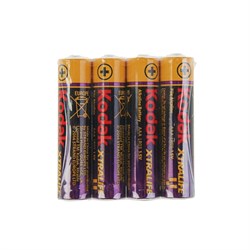 Батарейка алкалиновая Kodak Xtralife, AAA, LR03-4S, 1.5 В, спайка, 4 шт. - фото 51387561