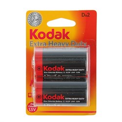 Батарейка солевая Kodak Super Heavy Duty, D, R20-2BL, 1.5 В, блистер, 2 шт. - фото 51387566