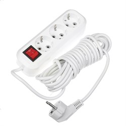 Удлинитель сетевой Smartbuy, 3 розетки, 5 м, 3500 Вт, ПВС 3×1 мм2, 2 USB-A USB-C, 2.1 А, с заземлением, с выключателем, белый - фото 51387855