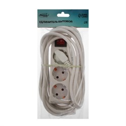 Удлинитель Luazon Lighting, 3 розетки, 5 м, 10 А, 2200 Вт, 3х1.5 мм2, с з/к, с выкл., Б - фото 51388103