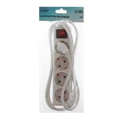 Удлинитель Luazon Lighting, 4 розетки, 1,8 м, 10 А, 1300 Вт, 3х0.75 мм2, с з/к, с выкл., Б - фото 51388108