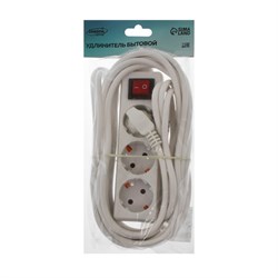 Удлинитель Luazon Lighting, 3 розетки, 7 м, 10 А, 1300 Вт, 3х0.75 мм2, с з/к, с выкл., Б - фото 51388128